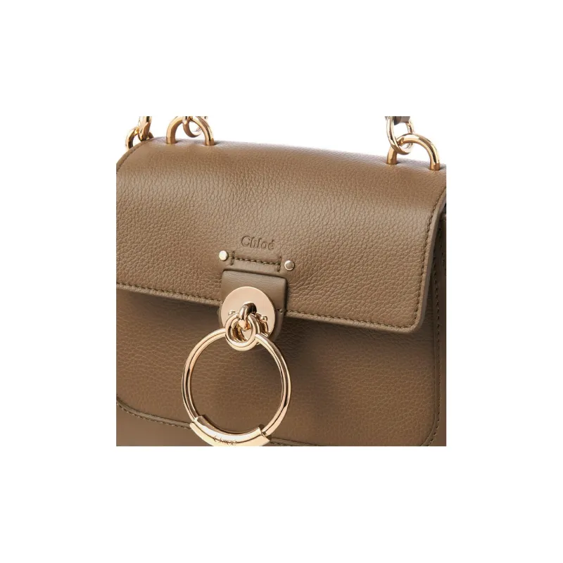 Chloe Tess Grained Calfskin Shoulder Bag Crossbody Bag Handbag Mini Women's Dark Khaki-3
