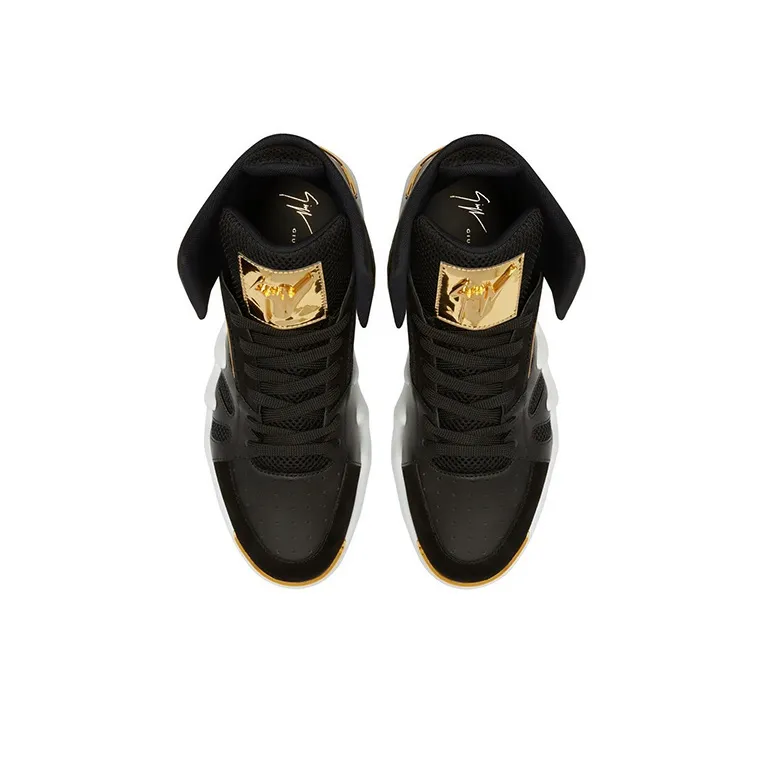 Giuseppe Zanotti/GZ Talon High Top Stylish Skateboarding Shoes Men's Black Gold-3