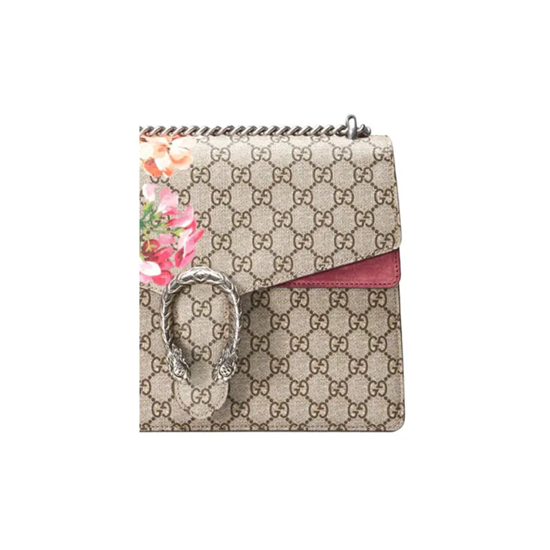 GUCCI Dionysus GG Blooms Canvas With Leather Shoulder Bag Crossbody Bag Medium Size Women's Ebony/Pink-5