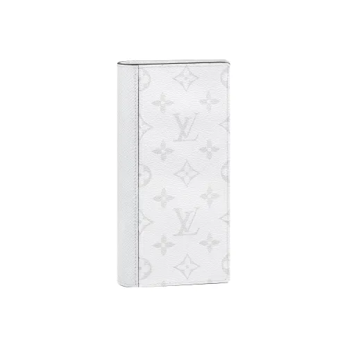 LOUIS VUITTON Brazza Canvas With Leather Wallet Large Size Men's White
