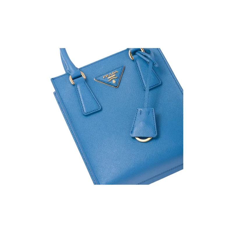 PRADA Saffiano Leather Shoulder Bag Crossbody Bag Handbag Women's Light Blue-5