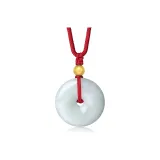 Jadeite Peaceful Buckle Pendant+Gold Bead, Red