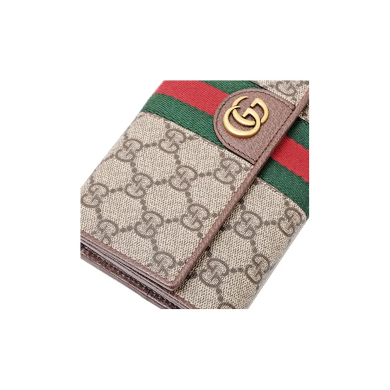 GUCCI Ophidia Canvas With Leather Canvas Bag Wallet Regular Unisex Beige Brown-7
