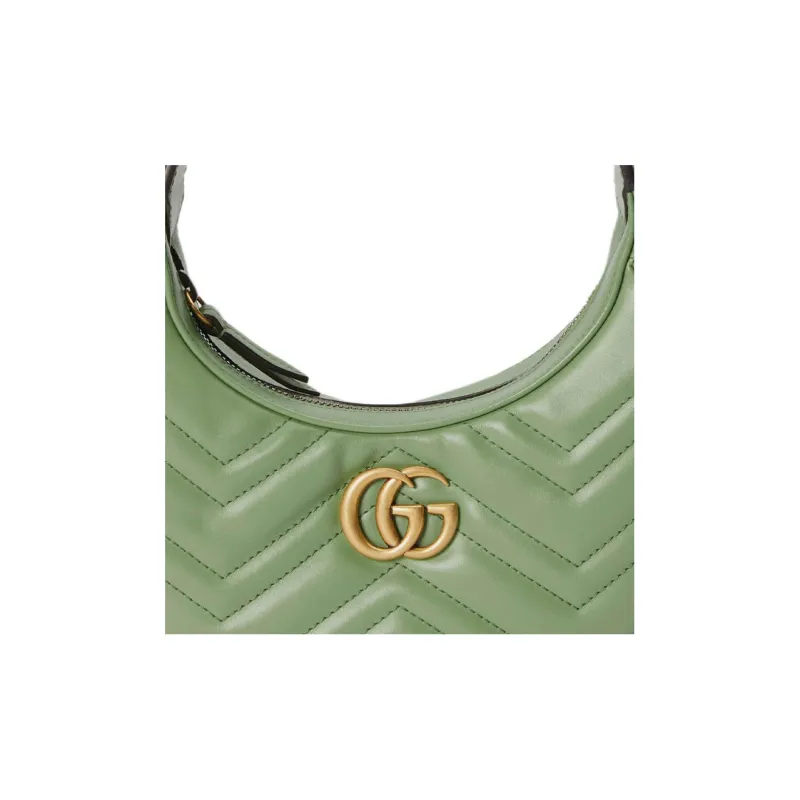 GUCCI GG Marmont Leather Handbag Shoulder Bag Women's Gray Green-8