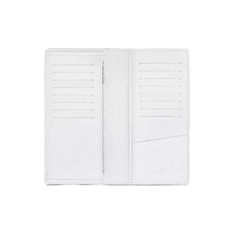 LOUIS VUITTON Brazza Canvas With Leather Wallet Large Size Men's White-3
