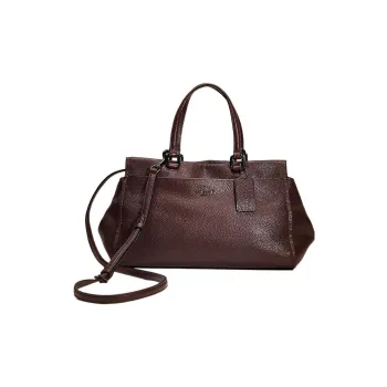 COACH Fulton Pebbled Leather Shoulder Bag Crossbody Bag Handbag Large Size Unisex Light Gold Black