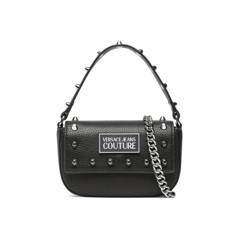 VERSACE JEANS COUTURE Litchi Grain Leather Chain Shoulder Bag Crossbody Handbag Shoulder Bag Women's Black-0