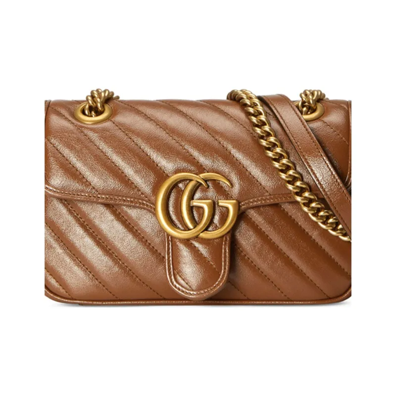 GUCCI GG Marmont Leather Crossbody Bag, Shoulder Bag Women's Brown-7