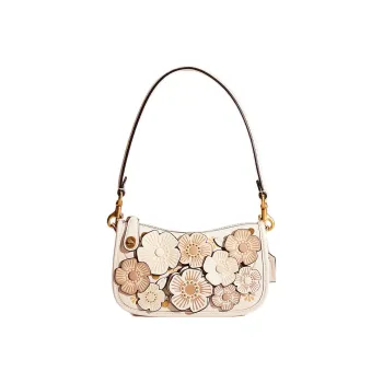 COACH Swinger Leather Shoulder Bag, Handbag, Shoulder Bag Small Size Women's Chalk