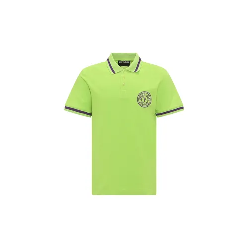 VERSACE JEANS COUTURE Men Logo Print Polo Shirt Green
