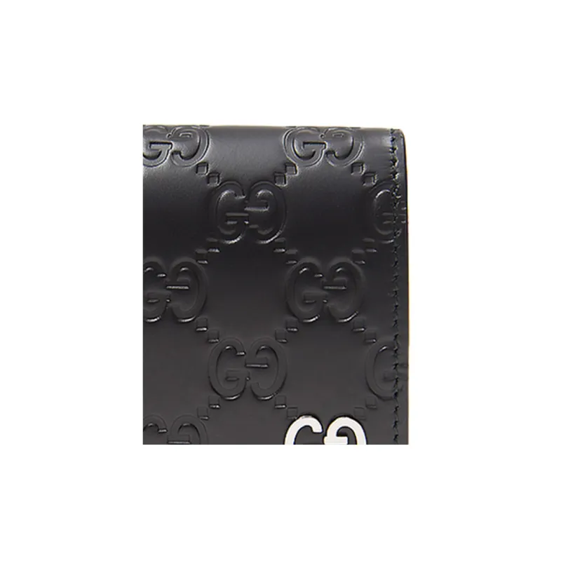 GUCCI Leather Card Holder Unisex Black-4