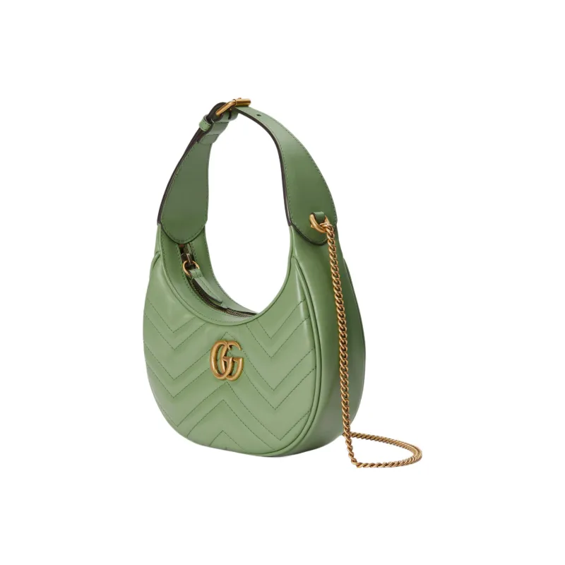 GUCCI GG Marmont Leather Handbag Shoulder Bag Women's Gray Green-1