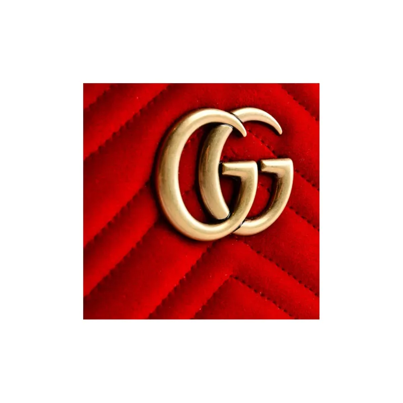GUCCI Marmont Quilted Velvet Camera Bag, Shoulder Bag, Crossbody Bag Women's Red-5