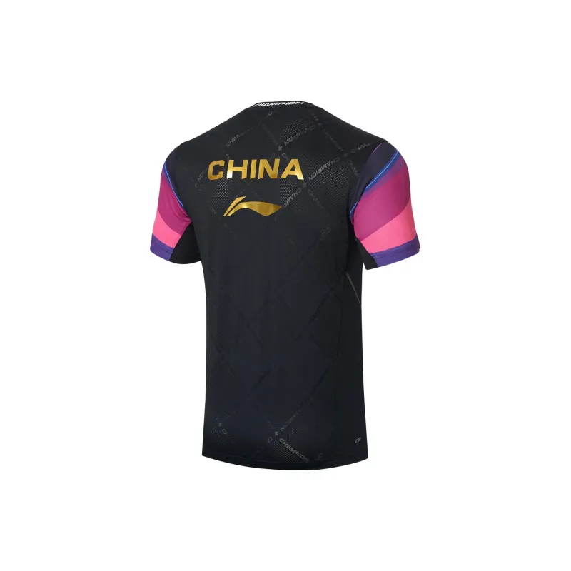 LiNing Table Tennis Series T Shirt Men's Fluorescent Lotus Pink-1