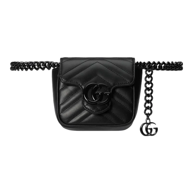 GUCCI GG Marmont Leather Fanny Pack Women's Black-4