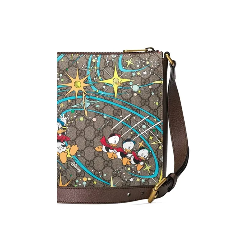 GUCCI Canvas With Leather Portable Crossbody Bag, Shoulder Bag Unisex Ebony-7