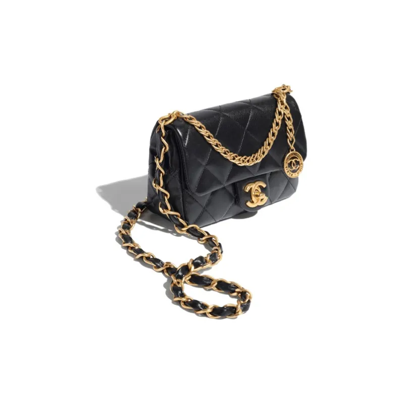 CHANEL Lambskin Flap Bag, Handbag, Shoulder Bag, Crossbody Bag Women's Black-1