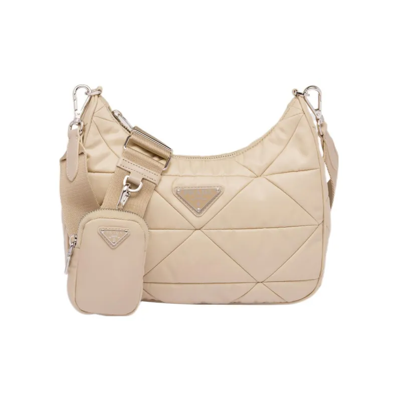 PRADA Recycled Nylon Crossbody Bag Shoulder Bag Women's Desert Beige-0