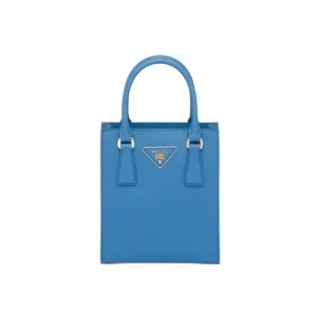 PRADA Saffiano Leather Shoulder Bag Crossbody Bag Handbag Women's Light Blue