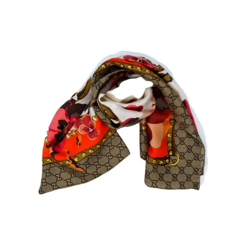 GUCCI Silk Scarves Women's Brown-0