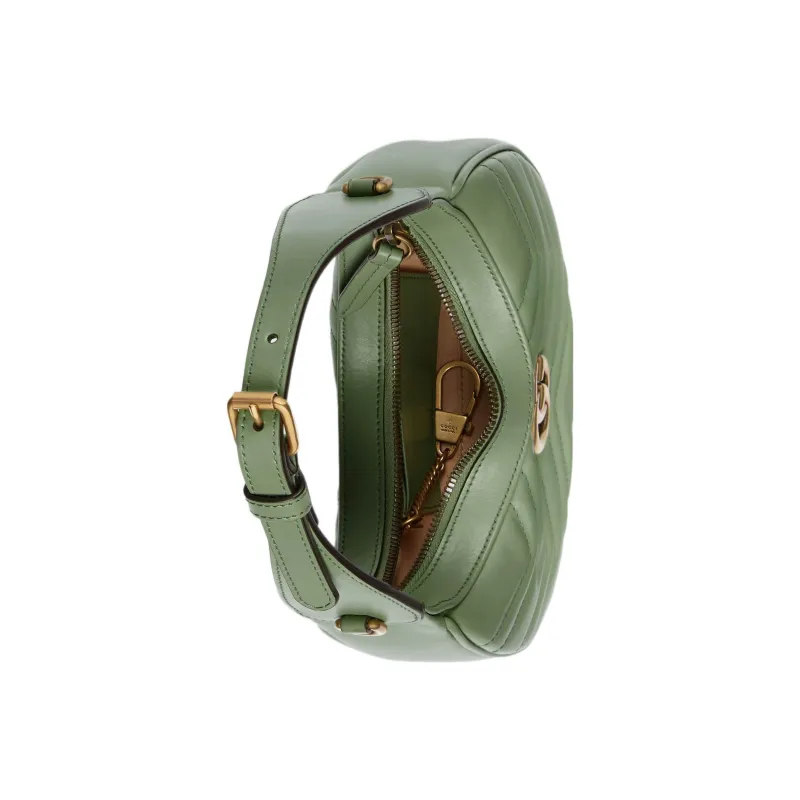 GUCCI GG Marmont Leather Handbag Shoulder Bag Women's Gray Green-5