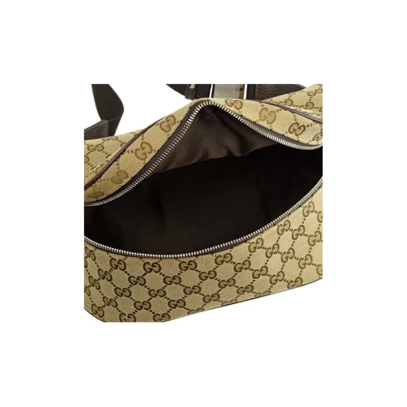GUCCI Neo Vintage Series Canvas With Leather Messenger Bag Shoulder Bag, Crossbody Bag Unisex Ebony/Brown-4