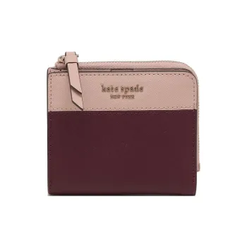 Kate Spade Cameron Cow Leather Wallet Small Size Women's Cherry Red With Pink Accents