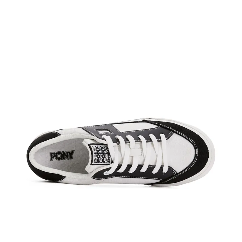 PONY Waterproof And Wear resistant Low Top Skateboard Shoes Unisex White Black-3