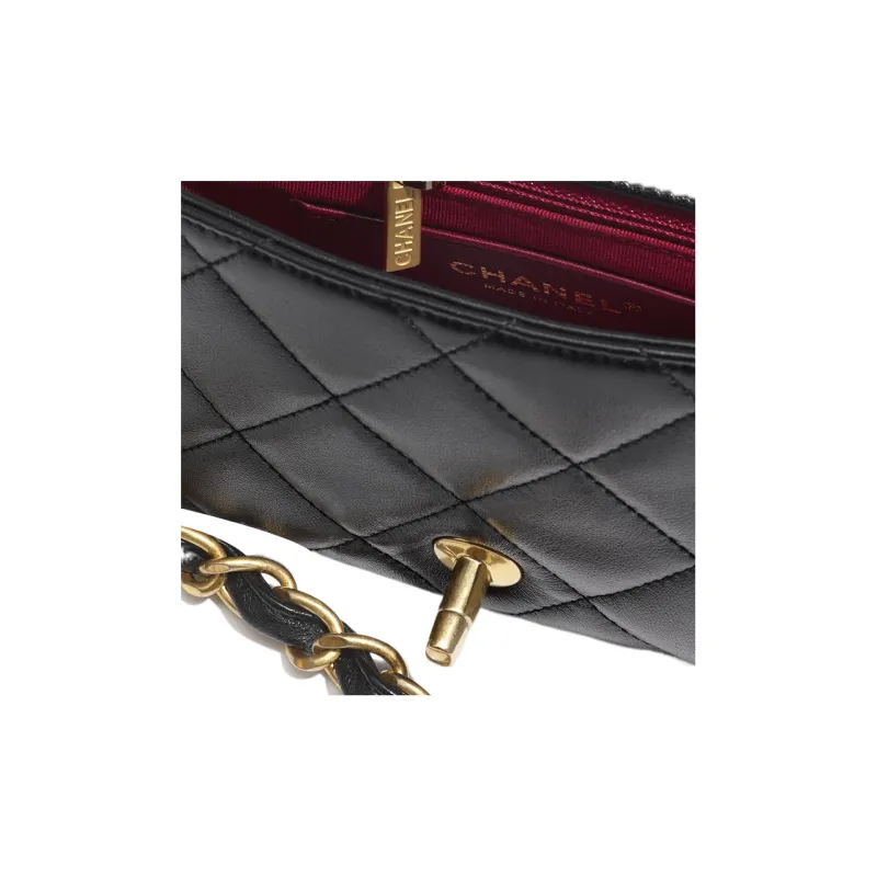 CHANEL Lambskin Flap Bag, Handbag, Shoulder Bag, Crossbody Bag Women's Black-2