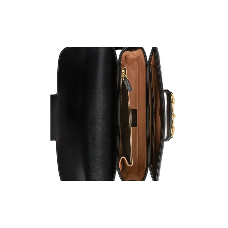 GUCCI Horsebit 1955 Calf Hair Patchwork Leather Saddle Bag Crossbody Shoulder Bag Small Size Women's Brown & White-7