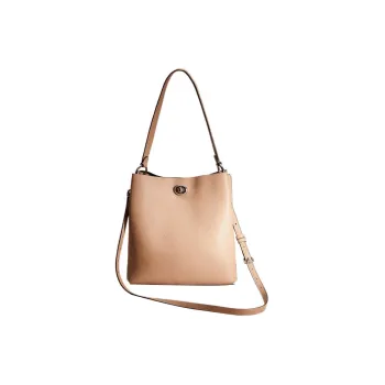 COACH Charlie Leather Bucket Bags One Shoulder Handbag Crossbody Bag Large Size Women's Taupe