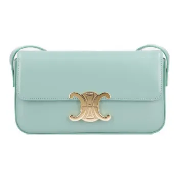 CELINE Triomphe Arc De Triomphe Shiny Cow Leather Shoulder Bag Handbag Shoulder Bag Women's Blue