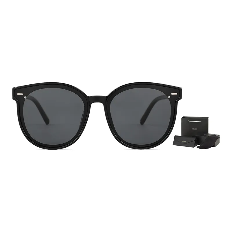 VINEY Sunglasses Unisex Polarized Black Frame With Black Gray Lens-1