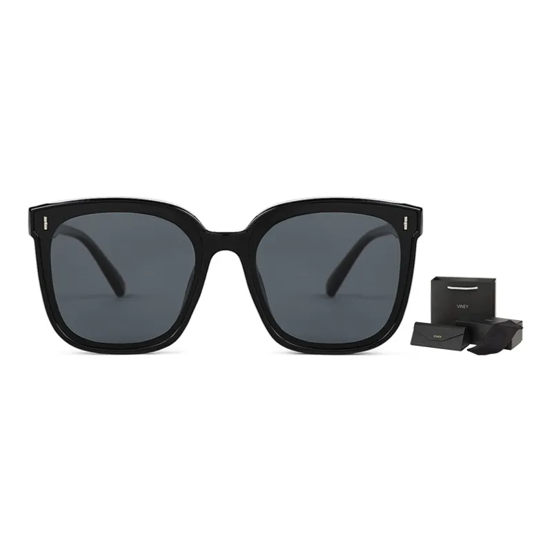 VINEY Sunglasses Unisex Polarized Black Frame With Black Gray Lens-1