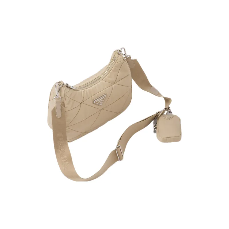 PRADA Recycled Nylon Crossbody Bag Shoulder Bag Women's Desert Beige-2