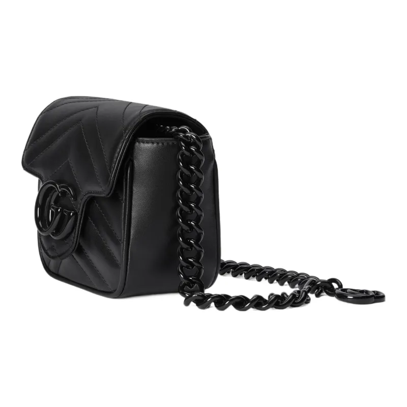GUCCI GG Marmont Leather Fanny Pack Women's Black-2