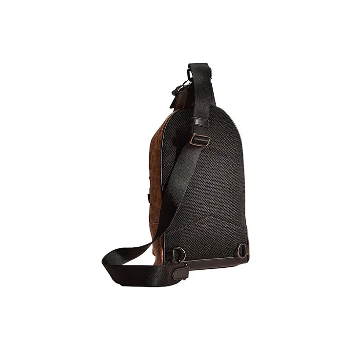 COACH Academy Coated Canvas With Calfskin Fanny Pack Sling Bags Small Size Women's Brown-1