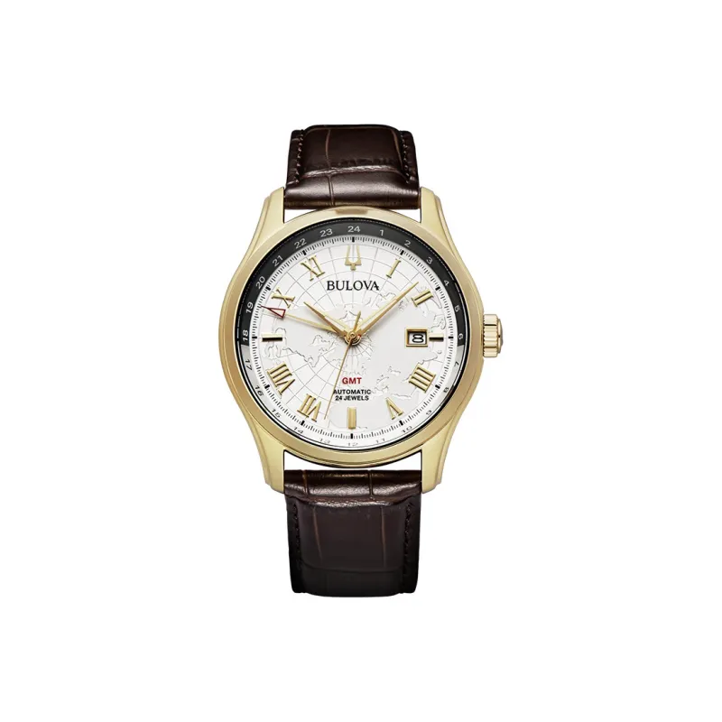 BULOVA Wrist Watch Mechanical Movement Leather Strap Silver Dial Men's Watches-0