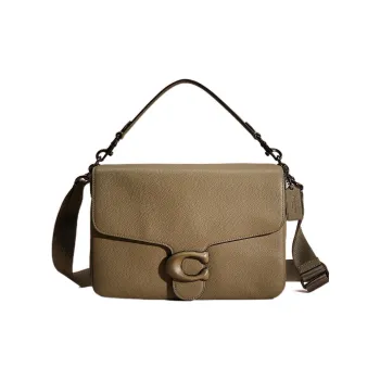 COACH Tabby Pebbled Leather Messenger Bag, Shoulder Bag, Crossbody Bag, Handbag Tubas Women's Army Green