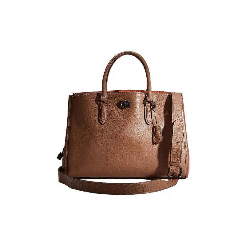 COACH Brooke Pebbled Leather Tote Bag Shopping Bag Shoulder Bag Handbag Large Size Women's Brown-0