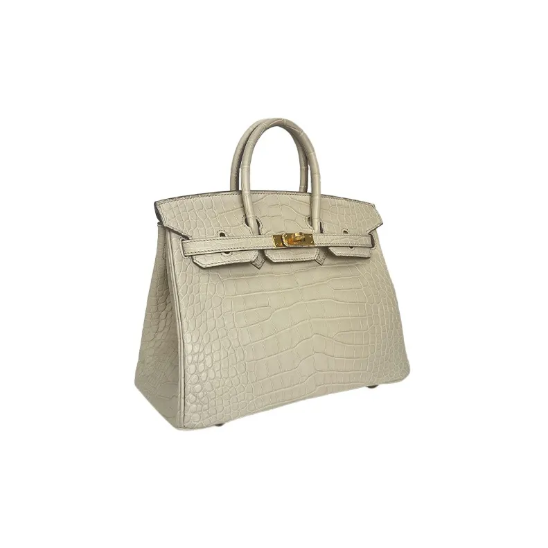 HERMES Birkin Crocodile Leather Handbag Regular Women's 8L Beton Concrete Gray-1