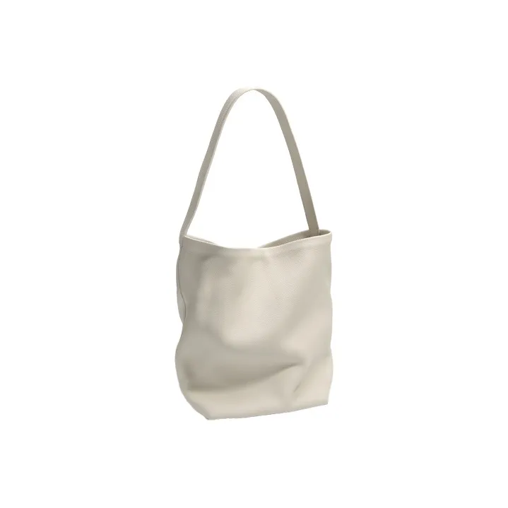 YOCAMU Genuine Leather Tote Bag Shopping Bag Bucket Bag Shoulder Bag Large Size Women's Black Khaki White-16