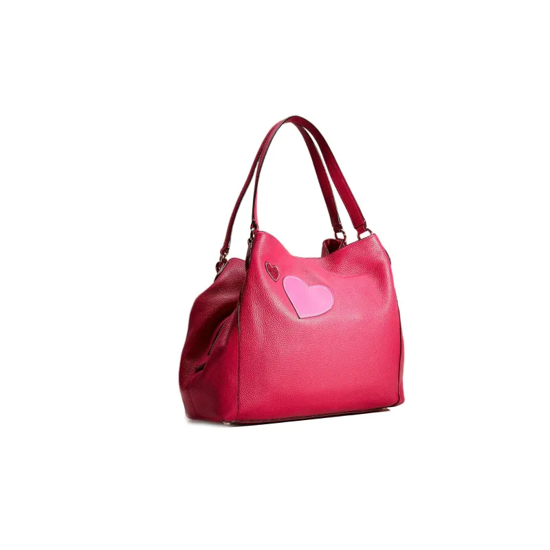 COACH Edie Pebbled Leather Handbag, Shoulder Bag Women's Rose Red-1