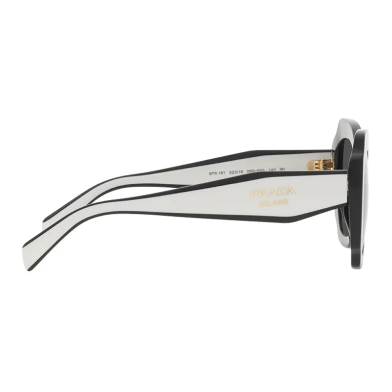 PRADA Plate Frame Irregular Shape Sunglasses Women's Black-2