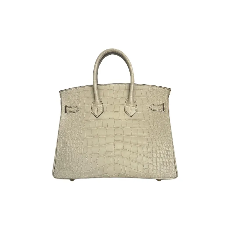 HERMES Birkin Crocodile Leather Handbag Regular Women's 8L Beton Concrete Gray-2