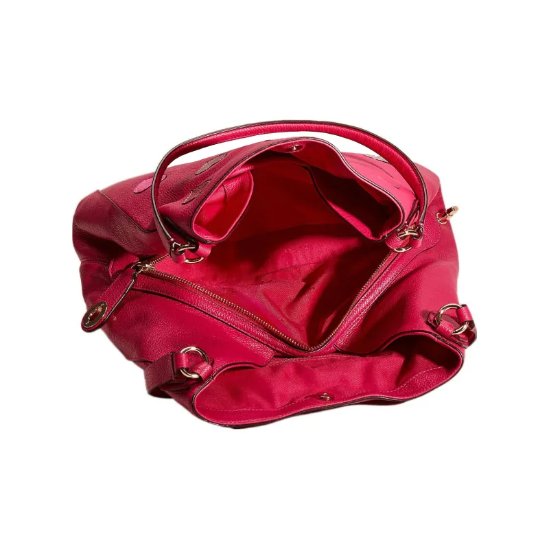 COACH Edie Pebbled Leather Handbag, Shoulder Bag Women's Rose Red-2
