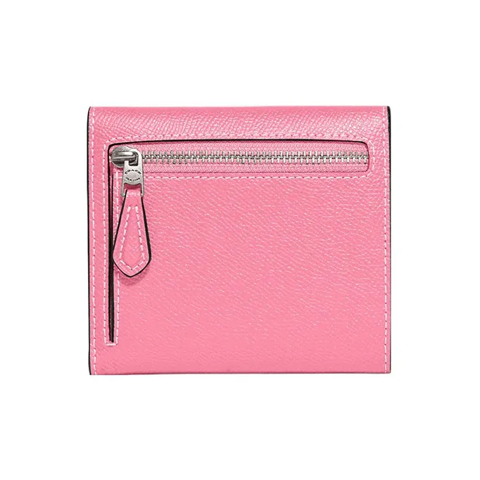 COACH Wyn Cross-Stitch Leather Card Holder Wallet Small Size Women's Pink-1