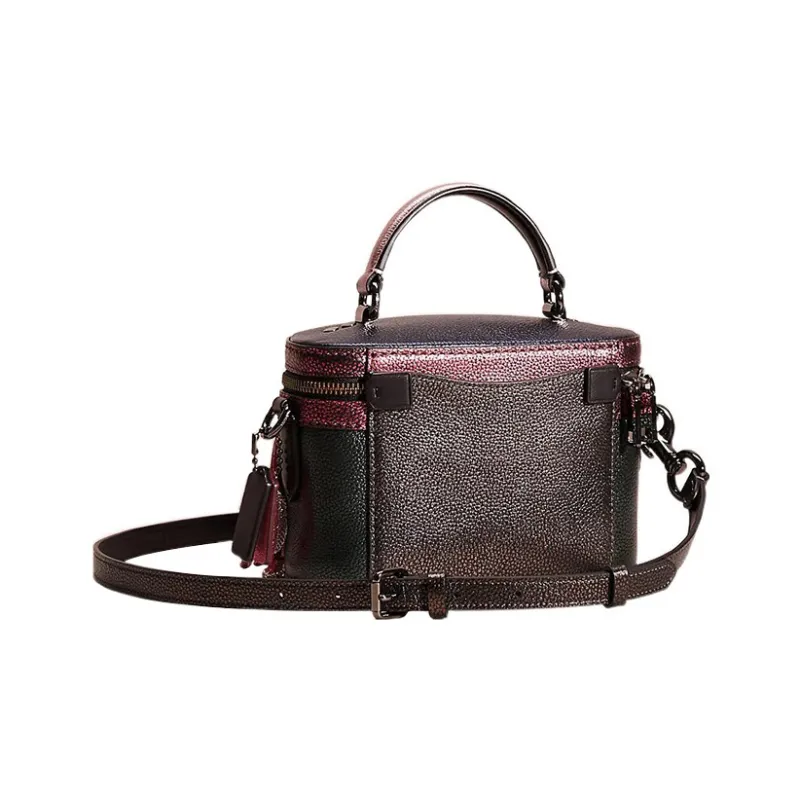 COACH Trail Pebbled Leather Bucket Bag, Handbag, Shoulder Bag, Crossbody Bag Small Size Women's Burgundy-1