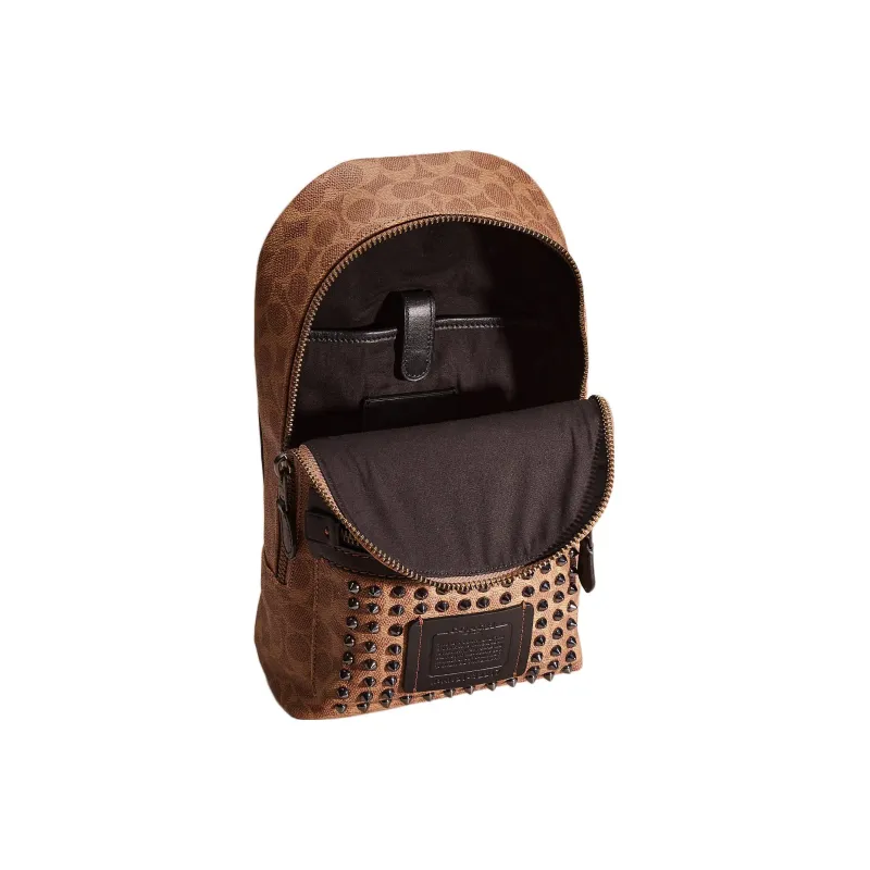 COACH Academy Coated Canvas With Calfskin Fanny Pack Sling Bags Small Size Women's Brown-2