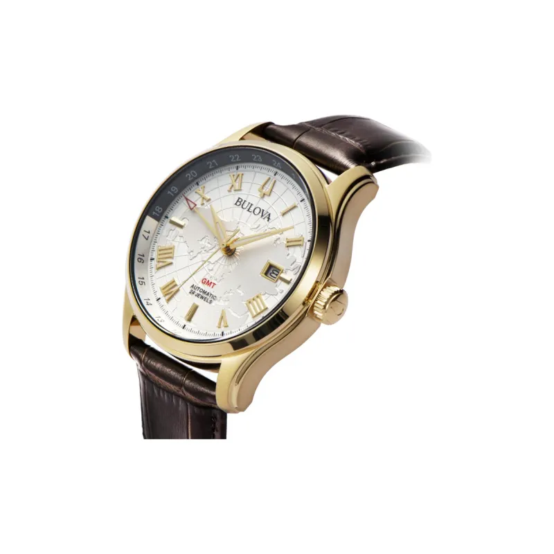 BULOVA Wrist Watch Mechanical Movement Leather Strap Silver Dial Men's Watches-1